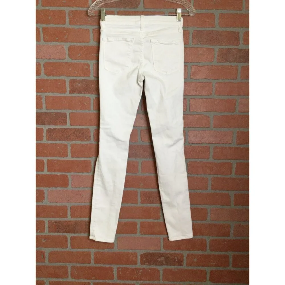 Frame Le Skinny De Jeanne White Distressed Denim Jeans Size 26
